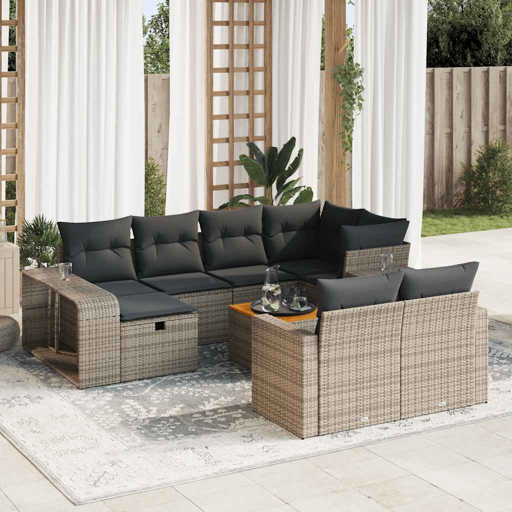 vidaXL Set canapele de grădină cu perne, 11 piese, gri, poliratan vidaXL Set canapele de grădină cu perne, 11 piese, gri, poliratan