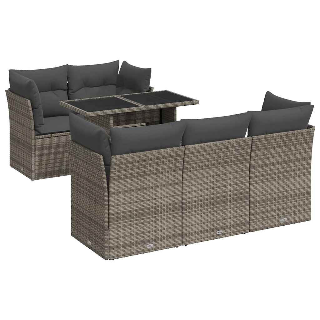vidaXL Set mobilier grădină cu perne, 6 piese, gri, poliratan