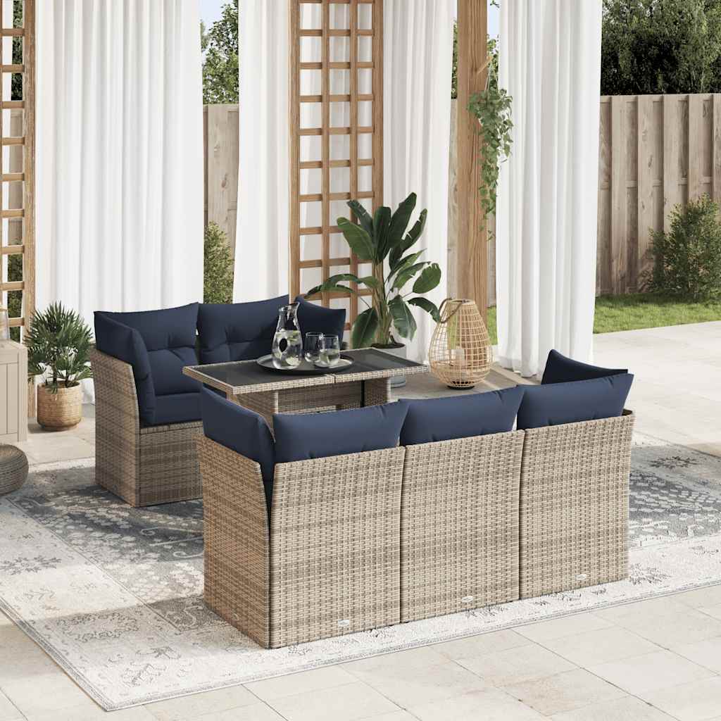 vidaXL Set mobilier grădină cu perne 6 piese gri poliratan/lemn acacia vidaXL Set mobilier grădină cu perne 6 piese gri poliratan/lemn acacia