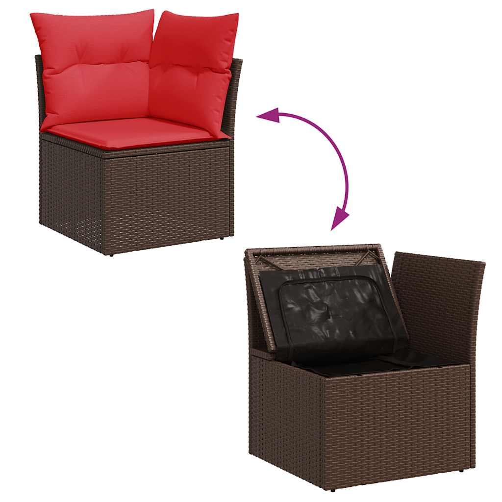 vidaXL Set canapele de grădină cu perne, 10 piese, maro, poliratan