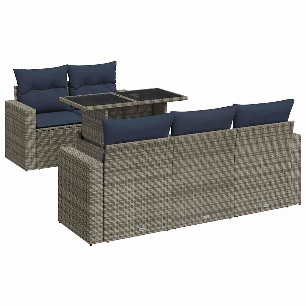vidaXL Set mobilier grădină cu perne 6 piese gri poliratan/lemn acacia