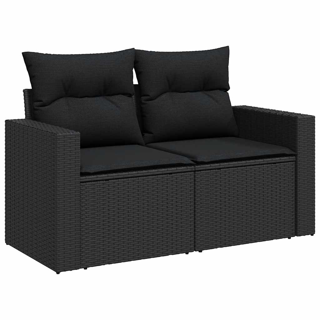 vidaXL Set mobilier de grădină cu perne, 9 piese, negru, poliratan vidaXL Set mobilier de grădină cu perne, 9 piese, negru, poliratan