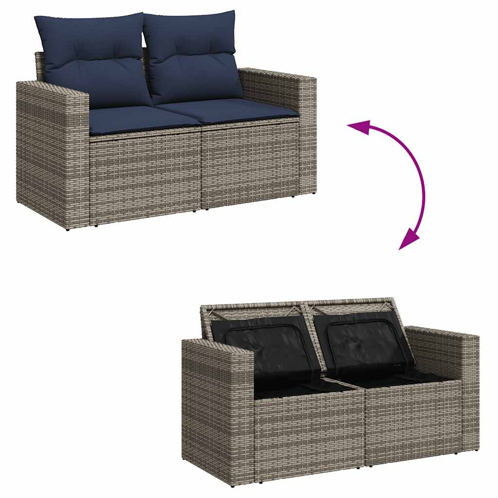 vidaXL Set canapea de grădină cu perne, 5 piese, poliratan/lemn acacia vidaXL Set canapea de grădină cu perne, 5 piese, poliratan/lemn acacia