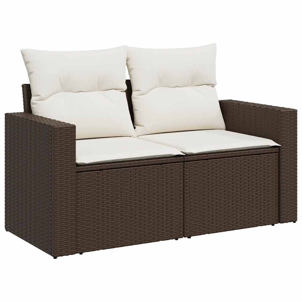 vidaXL Set canapele de grădină cu perne, 10 piese, maro, poliratan