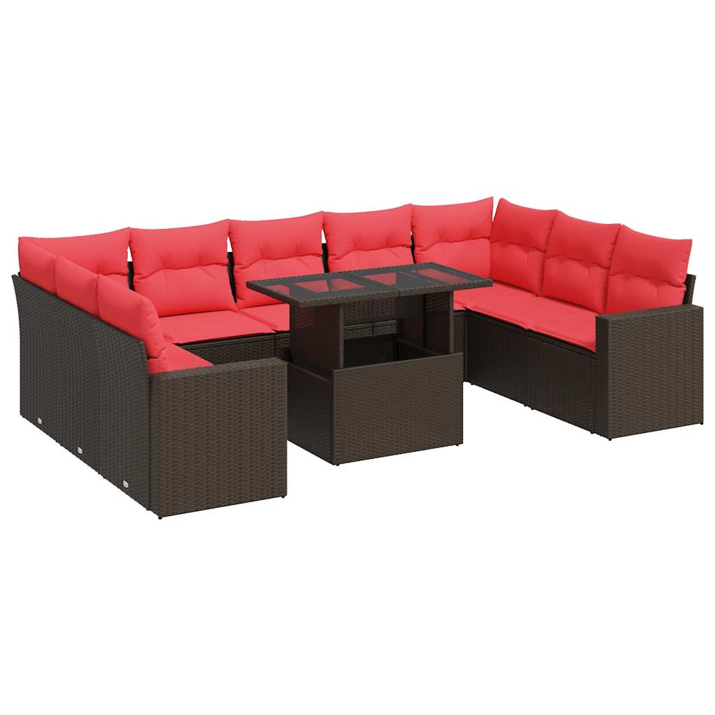 vidaXL Set canapele de grădină cu perne, 10 piese, maro, poliratan