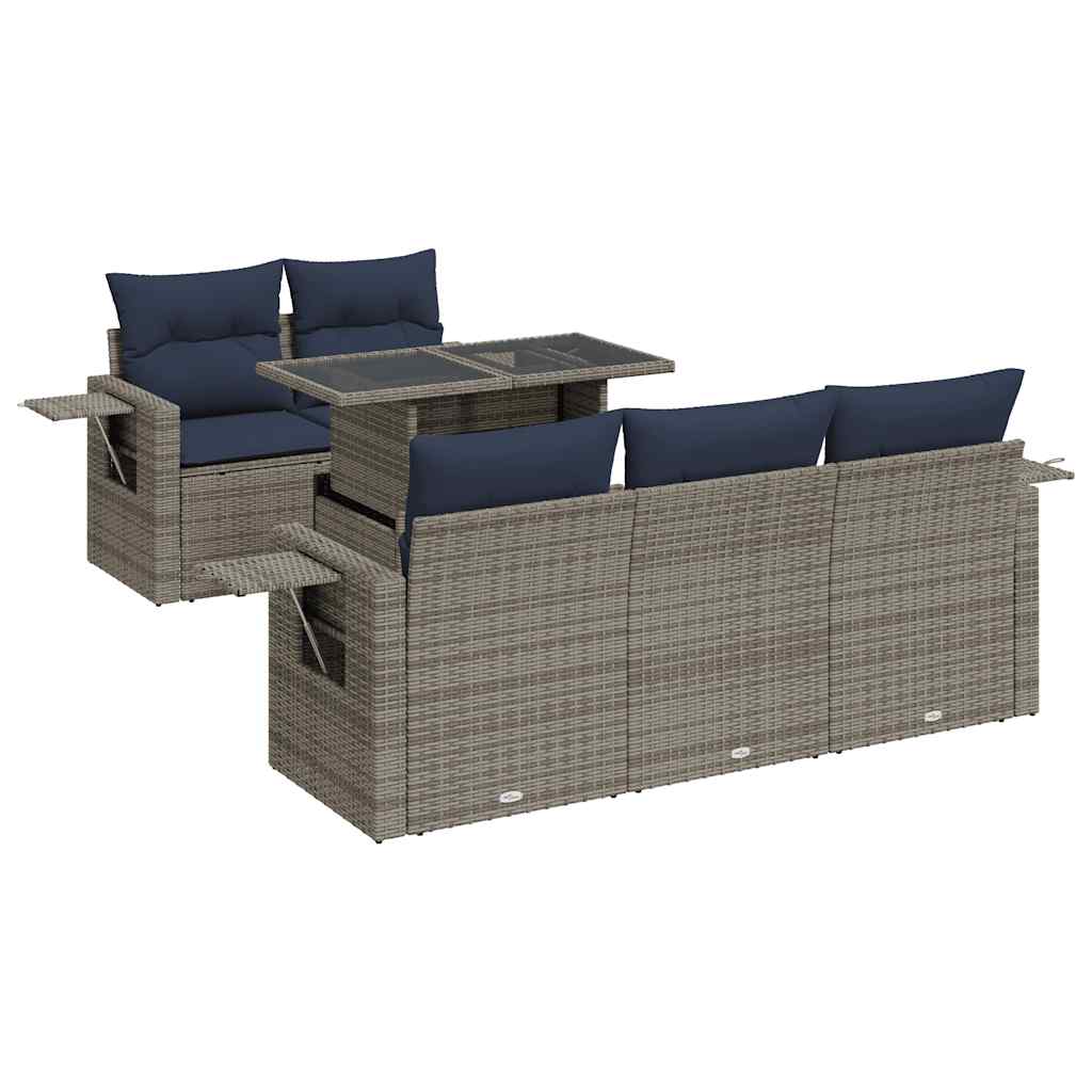 vidaXL Set mobilier grădină perne 6 piese gri poliratan vidaXL Set mobilier grădină perne 6 piese gri poliratan