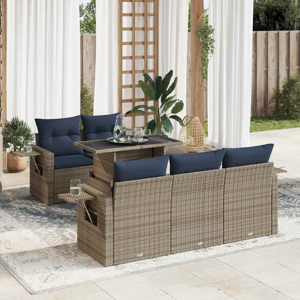vidaXL Set mobilier grădină perne 6 piese gri poliratan vidaXL Set mobilier grădină perne 6 piese gri poliratan