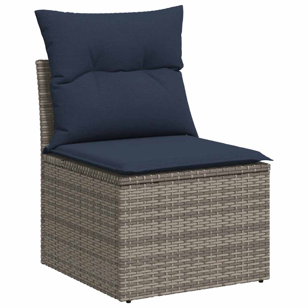 vidaXL Set mobilier grădină perne 9 piese gri poliratan/lemn acacia vidaXL Set mobilier grădină perne 9 piese gri poliratan/lemn acacia
