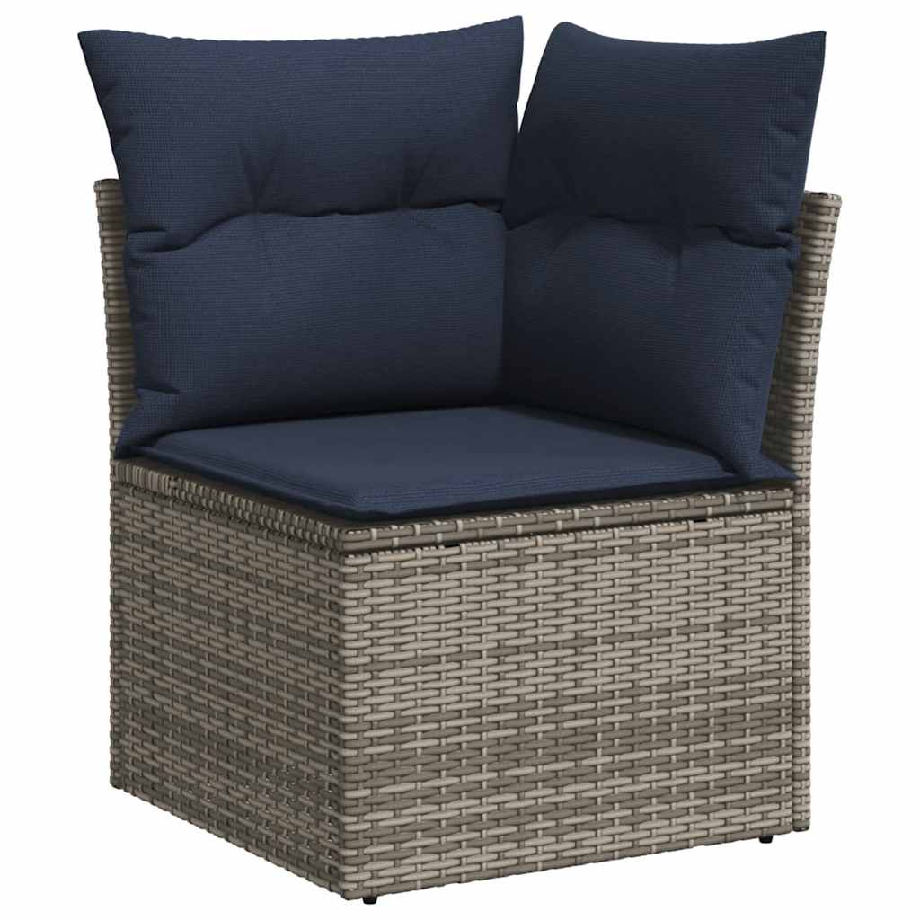 vidaXL Set mobilier grădină perne 9 piese gri poliratan/lemn acacia vidaXL Set mobilier grădină perne 9 piese gri poliratan/lemn acacia
