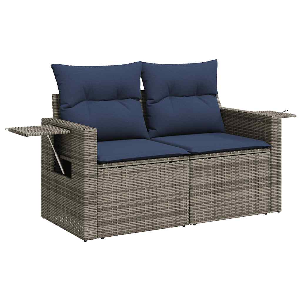 vidaXL Set mobilier grădină perne 9 piese gri poliratan/lemn acacia vidaXL Set mobilier grădină perne 9 piese gri poliratan/lemn acacia