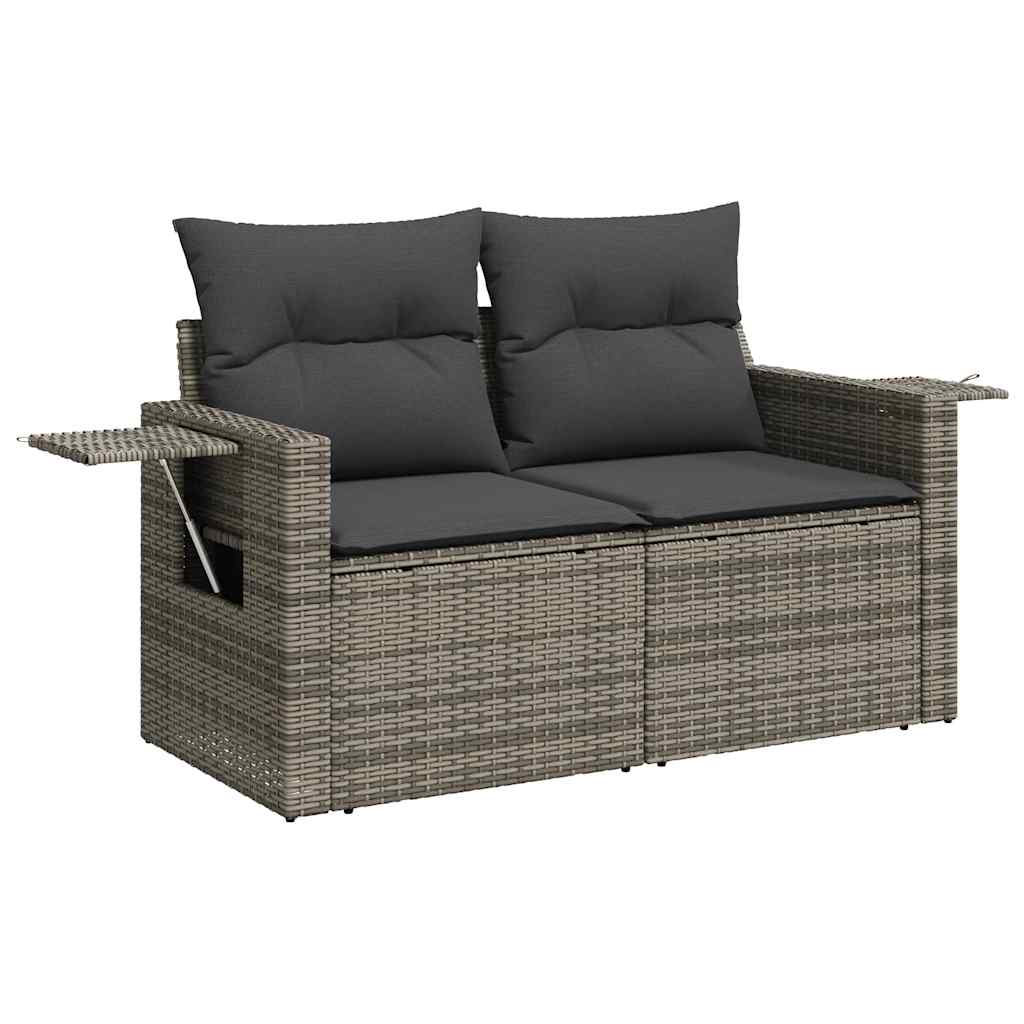 vidaXL Set mobilier grădină cu perne, 6 piese, gri, poliratan vidaXL Set mobilier grădină cu perne, 6 piese, gri, poliratan