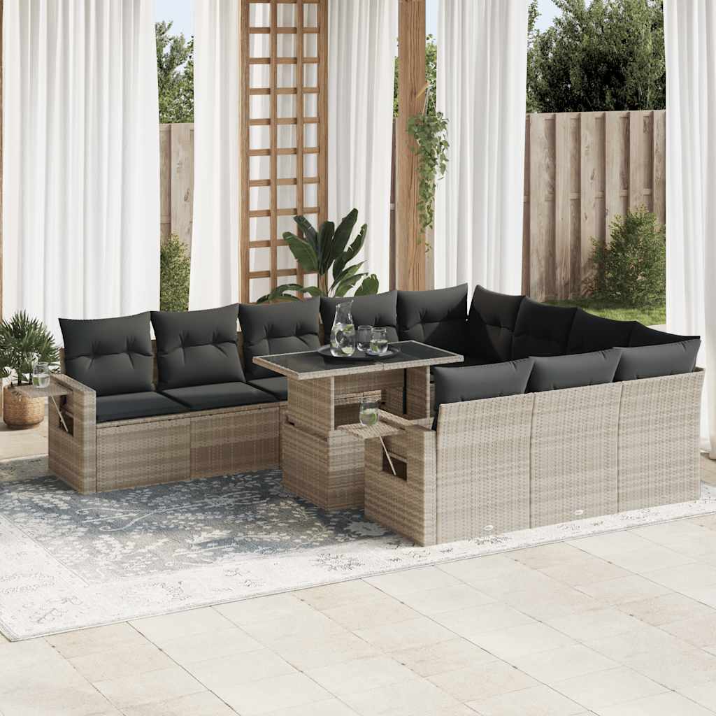 vidaXL Set canapele de grădină cu perne, 11 piese, gri, poliratan vidaXL Set canapele de grădină cu perne, 11 piese, gri, poliratan