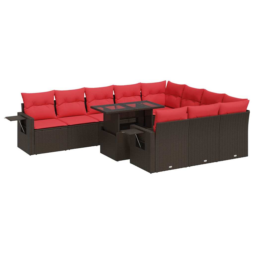 vidaXL Set canapele de grădină cu perne, 11 piese, maro, poliratan vidaXL Set canapele de grădină cu perne, 11 piese, maro, poliratan