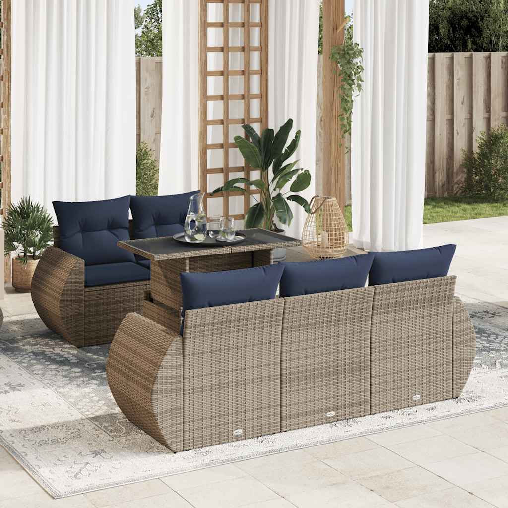 vidaXL Set mobilier grădină cu perne 6 piese gri poliratan/lemn acacia