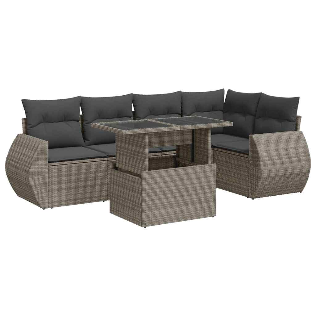 vidaXL Set mobilier grădină cu perne, 6 piese, gri, poliratan