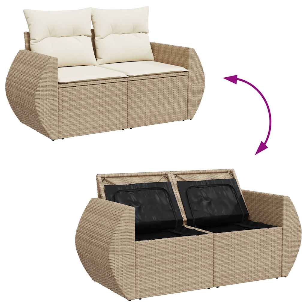 vidaXL Set canapele de grădină cu perne, 10 piese, bej, poliratan