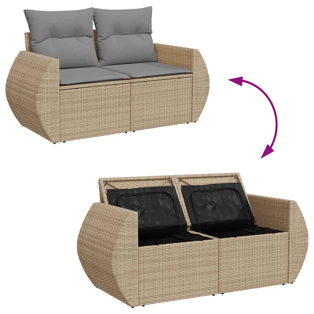 vidaXL Set canapele de grădină cu perne, 10 piese, bej, poliratan