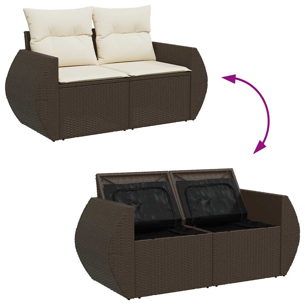 vidaXL Set canapele de grădină cu perne, 10 piese, maro, poliratan
