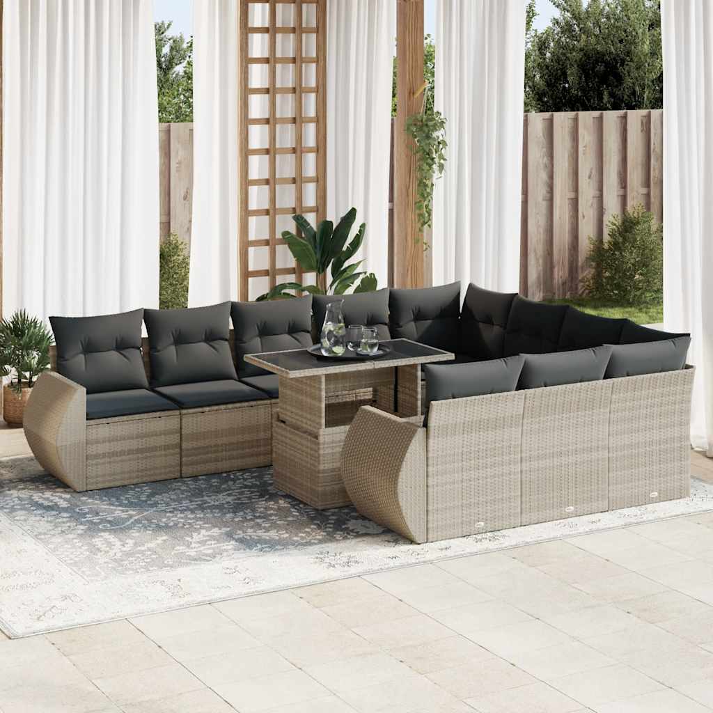 vidaXL Set canapele de grădină cu perne, 11 piese, gri, poliratan vidaXL Set canapele de grădină cu perne, 11 piese, gri, poliratan