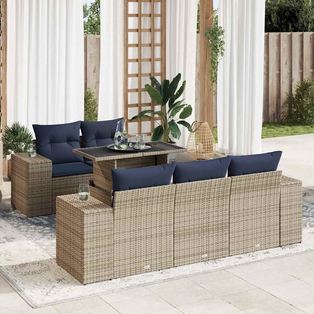 vidaXL Set mobilier grădină cu perne 6 piese gri poliratan/lemn acacia