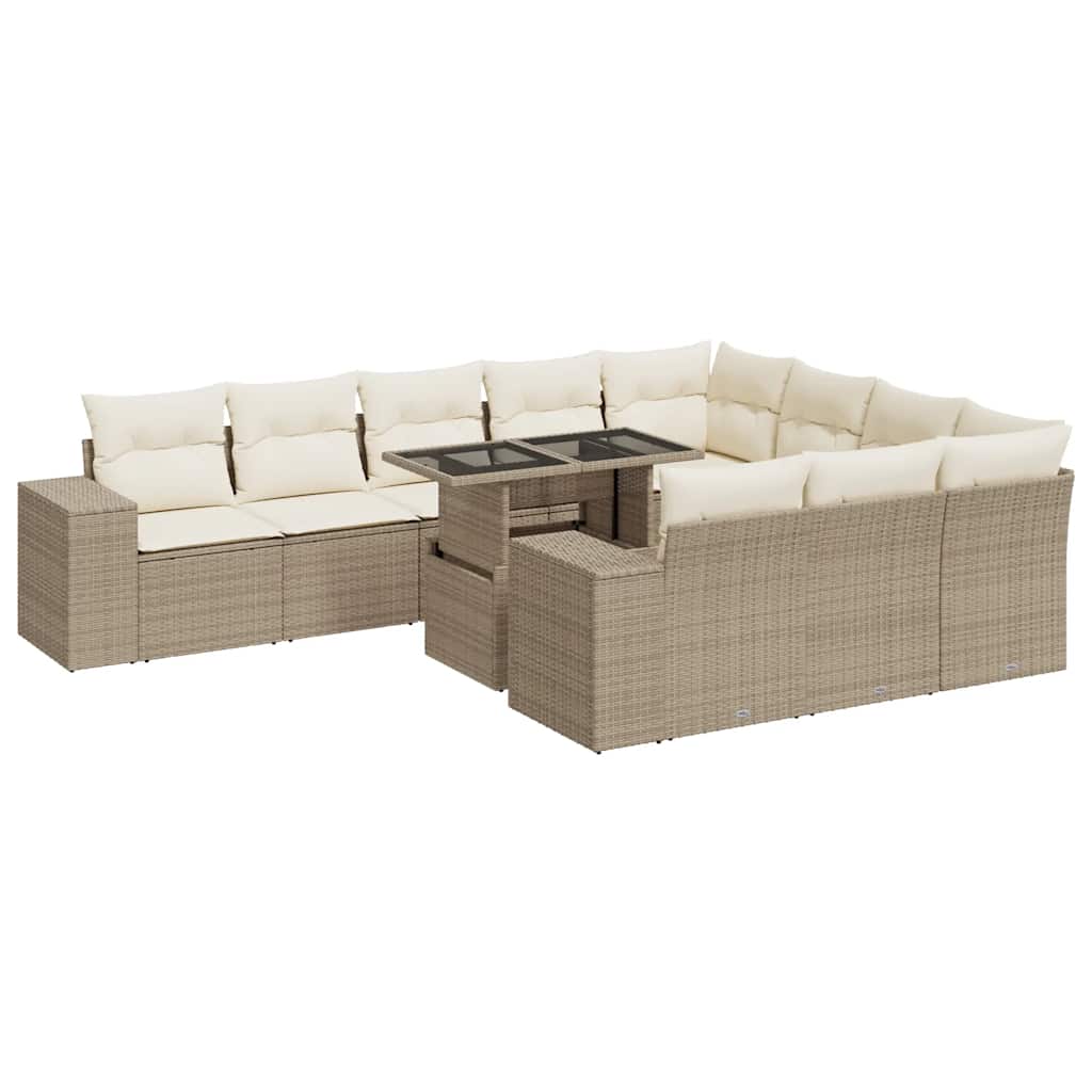 vidaXL Set canapele de grădină cu perne, 11 piese, bej, poliratan vidaXL Set canapele de grădină cu perne, 11 piese, bej, poliratan