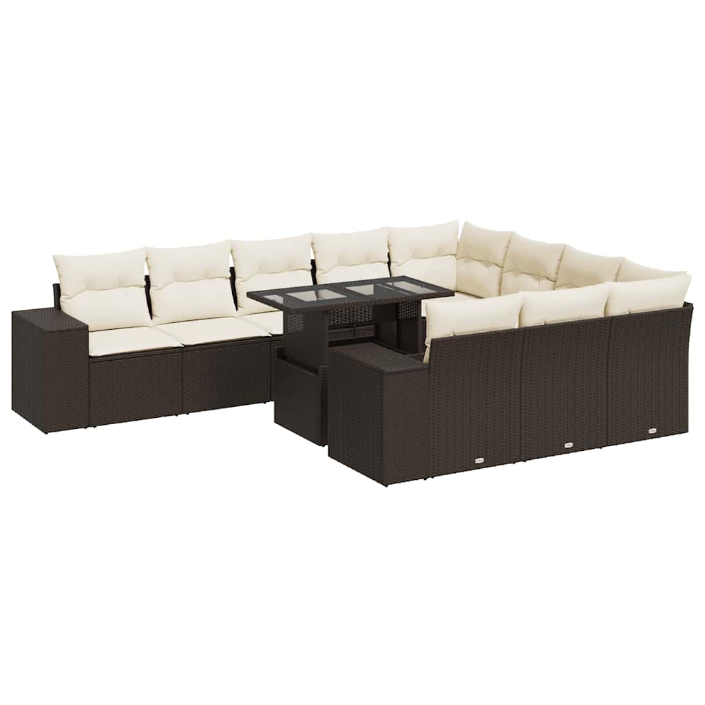 vidaXL Set canapele de grădină cu perne, 11 piese, maro, poliratan vidaXL Set canapele de grădină cu perne, 11 piese, maro, poliratan