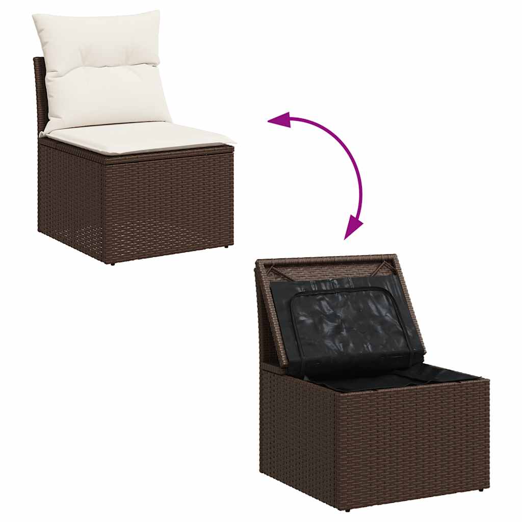 vidaXL Set canapele de grădină cu perne, 11 piese, maro, poliratan vidaXL Set canapele de grădină cu perne, 11 piese, maro, poliratan