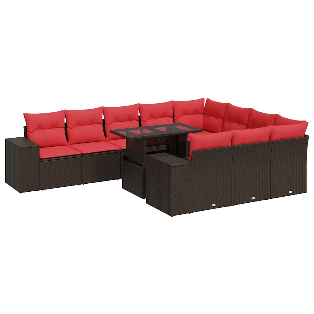vidaXL Set canapele de grădină cu perne, 11 piese, maro, poliratan vidaXL Set canapele de grădină cu perne, 11 piese, maro, poliratan