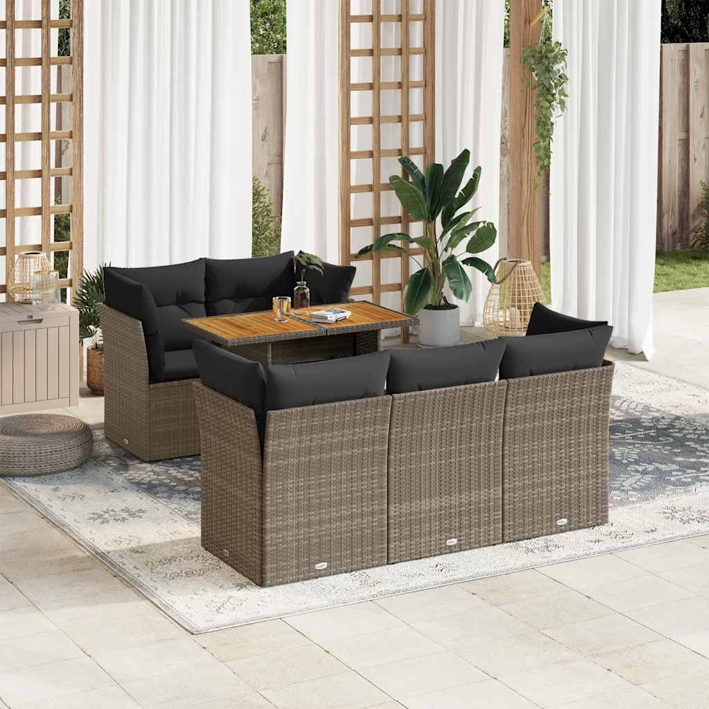 vidaXL Set mobilier grădină cu perne, 6 piese, gri, poliratan vidaXL Set mobilier grădină cu perne, 6 piese, gri, poliratan