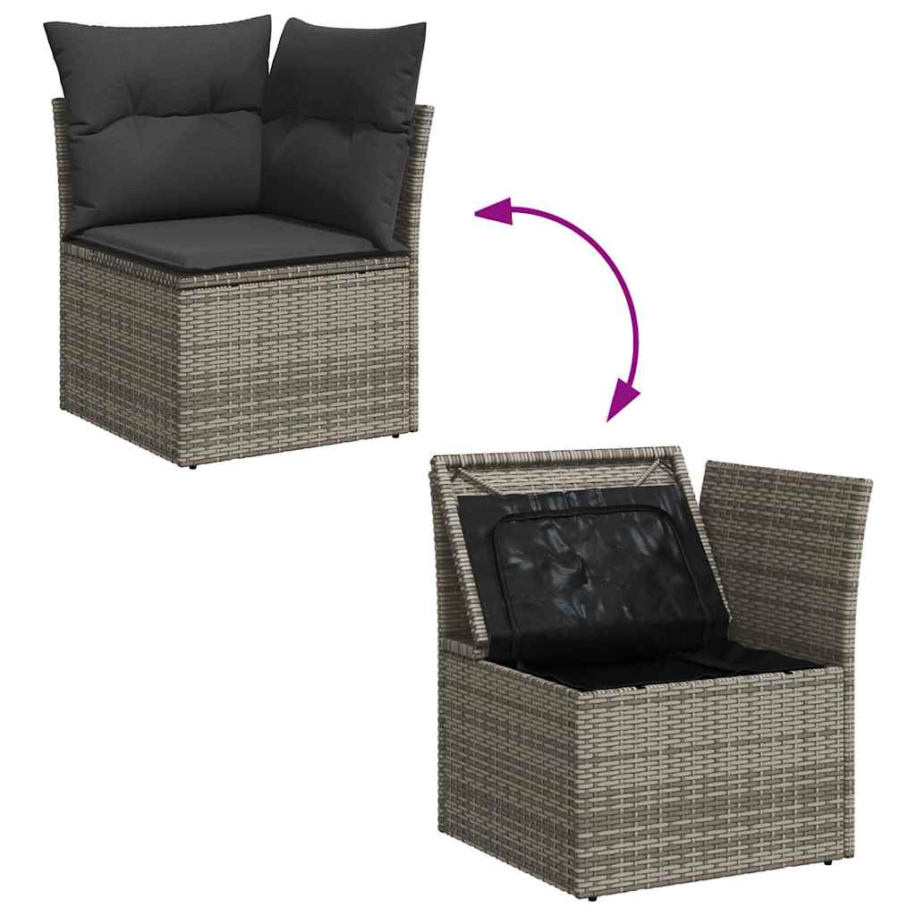 vidaXL Set mobilier grădină cu perne, 6 piese, gri, poliratan