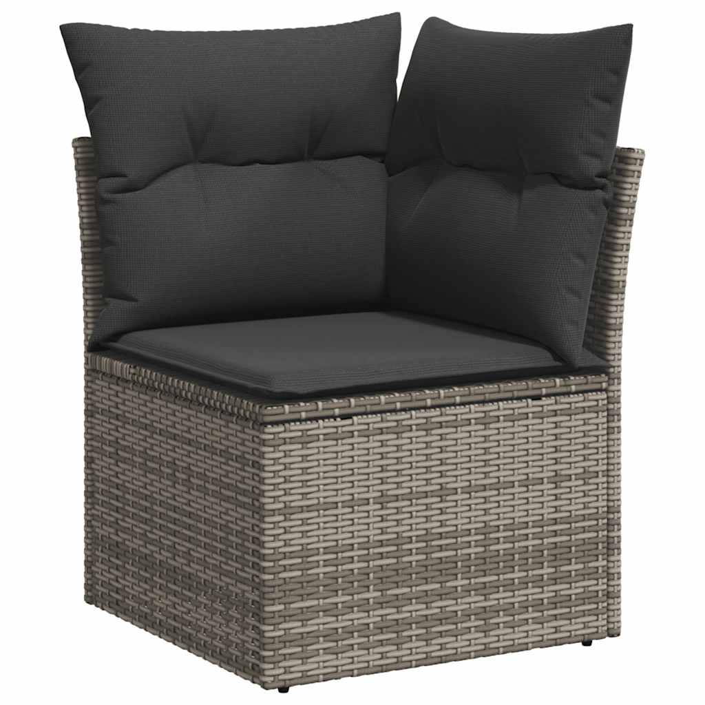 vidaXL Set mobilier grădină cu perne, 6 piese, gri, poliratan vidaXL Set mobilier grădină cu perne, 6 piese, gri, poliratan