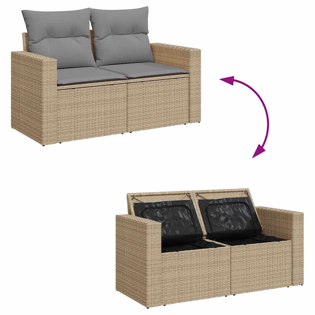 vidaXL Set canapele de grădină cu perne, 10 piese, bej, poliratan