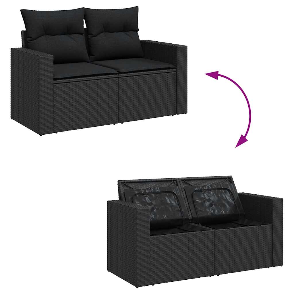 vidaXL Set canapele de grădină cu perne, 11 piese, negru, poliratan vidaXL Set canapele de grădină cu perne, 11 piese, negru, poliratan