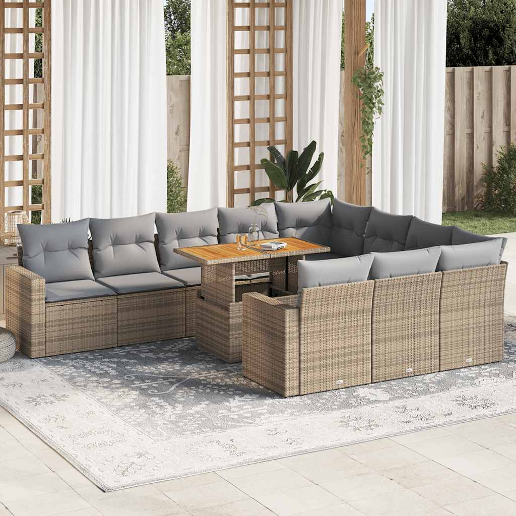 vidaXL Set canapele de grădină cu perne, 11 piese, bej, poliratan vidaXL Set canapele de grădină cu perne, 11 piese, bej, poliratan