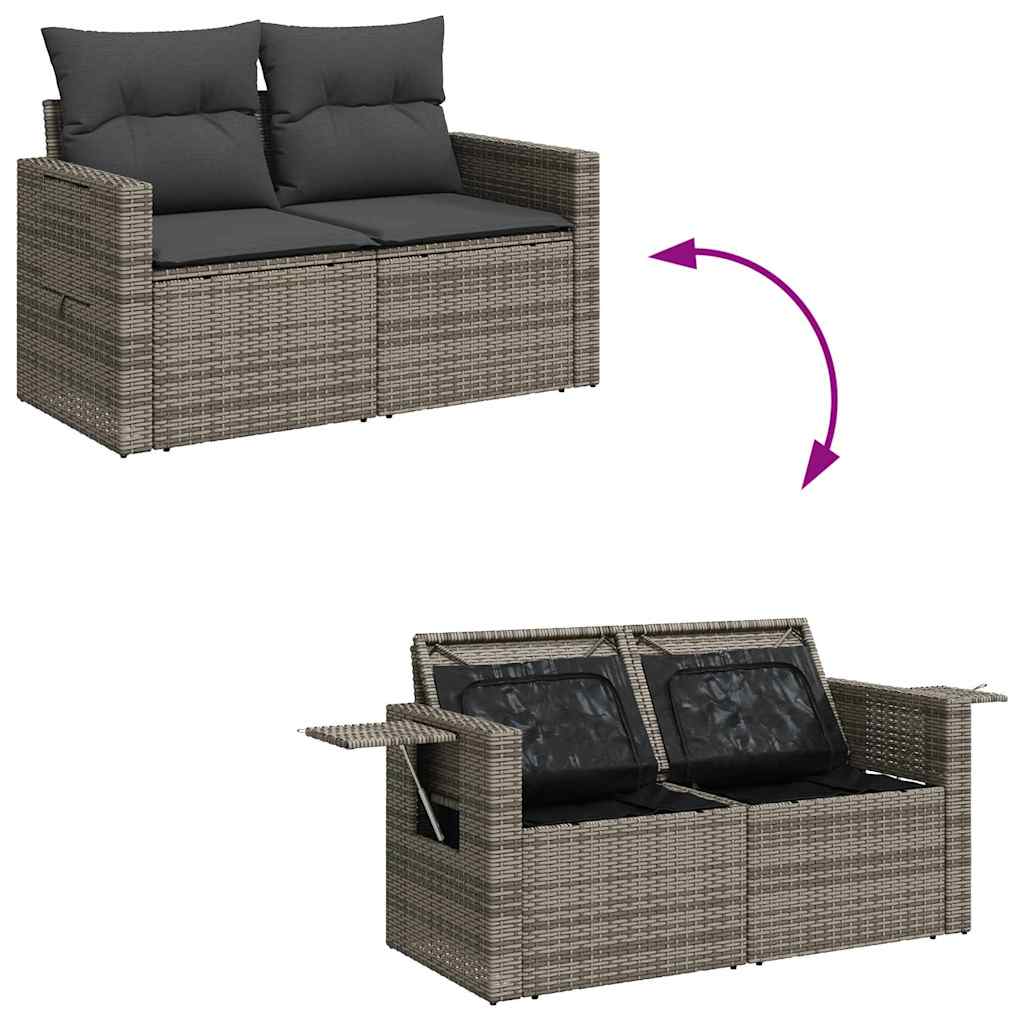 vidaXL Set canapea de grădină cu perne, 5 piese, gri, poliratan