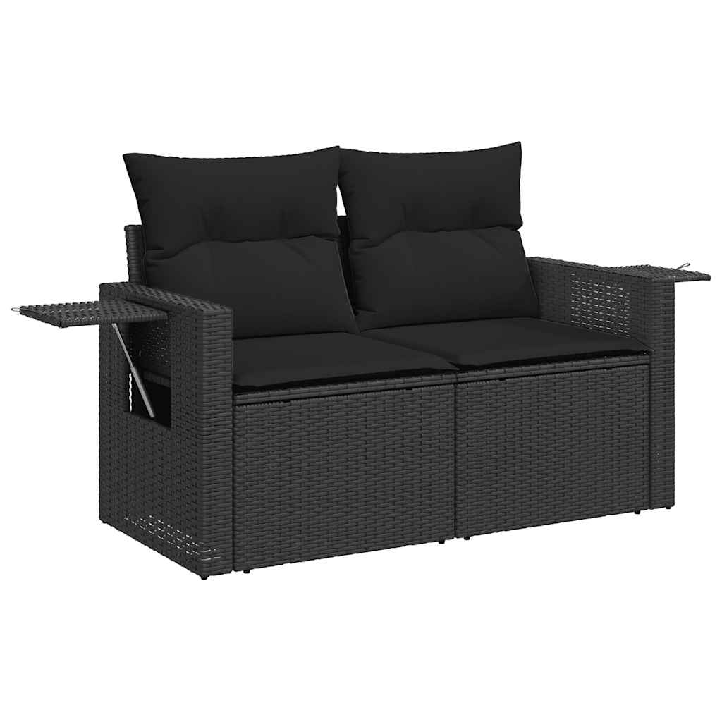 vidaXL Set mobilier de grădină cu perne, 8 piese, negru, poliratan vidaXL Set mobilier de grădină cu perne, 8 piese, negru, poliratan