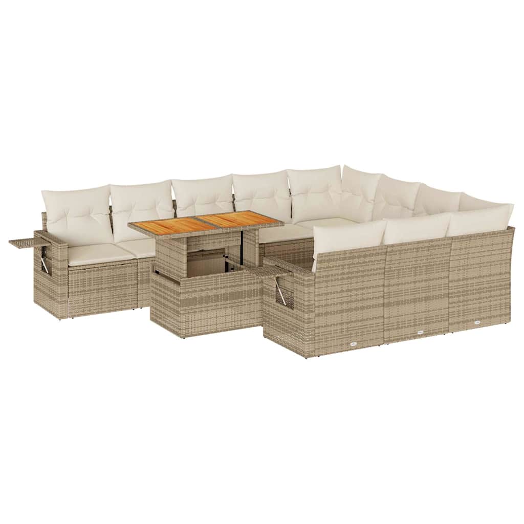vidaXL Set canapele de grădină cu perne, 11 piese, bej, poliratan vidaXL Set canapele de grădină cu perne, 11 piese, bej, poliratan