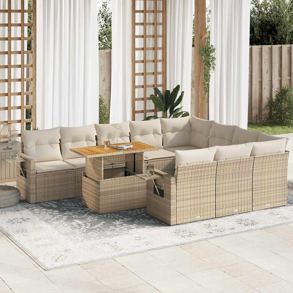vidaXL Set canapele de grădină cu perne, 11 piese, bej, poliratan vidaXL Set canapele de grădină cu perne, 11 piese, bej, poliratan