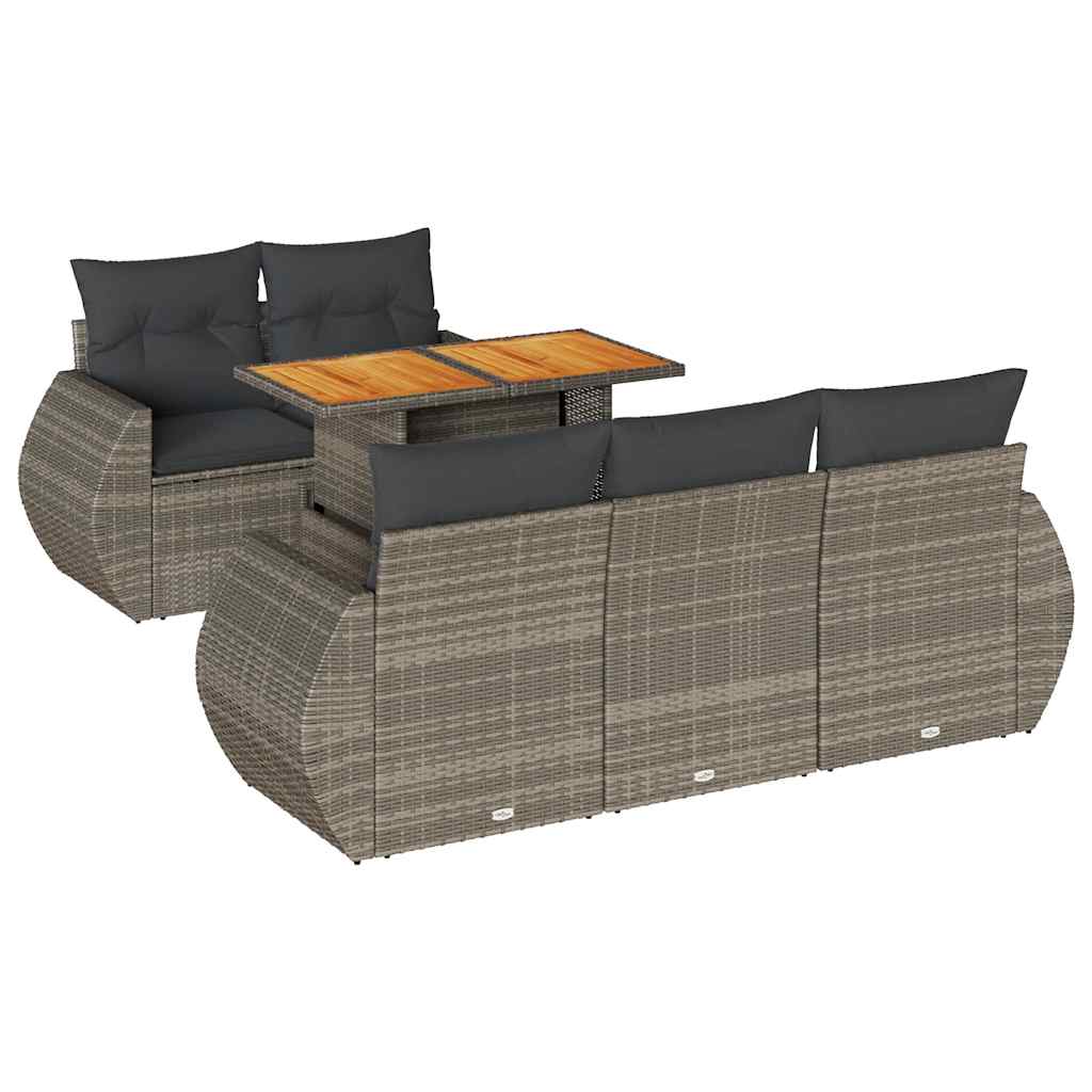 vidaXL Set mobilier grădină cu perne, 6 piese, gri, poliratan