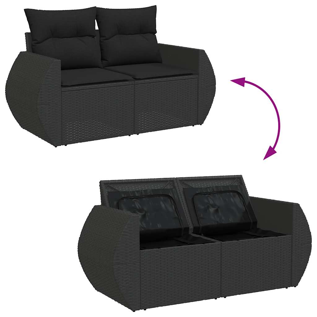 vidaXL Set mobilier de grădină cu perne, 9 piese, negru, poliratan vidaXL Set mobilier de grădină cu perne, 9 piese, negru, poliratan