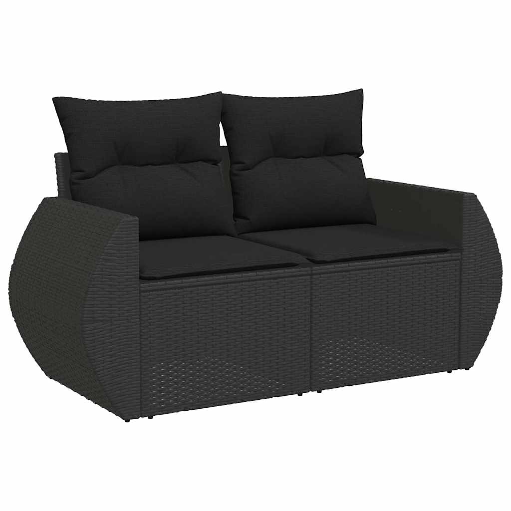 vidaXL Set mobilier de grădină cu perne, 9 piese, negru, poliratan vidaXL Set mobilier de grădină cu perne, 9 piese, negru, poliratan