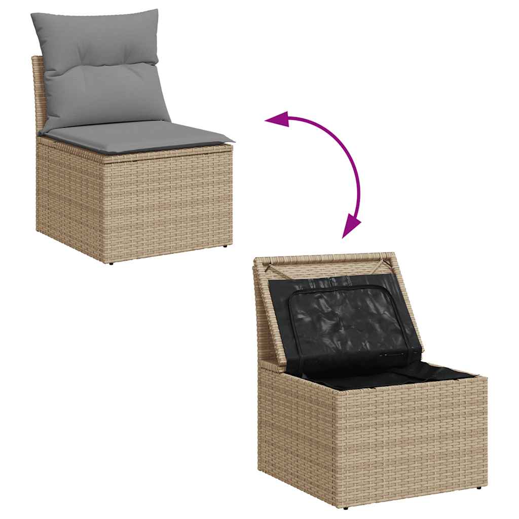vidaXL Set canapele de grădină cu perne, 10 piese, bej, poliratan