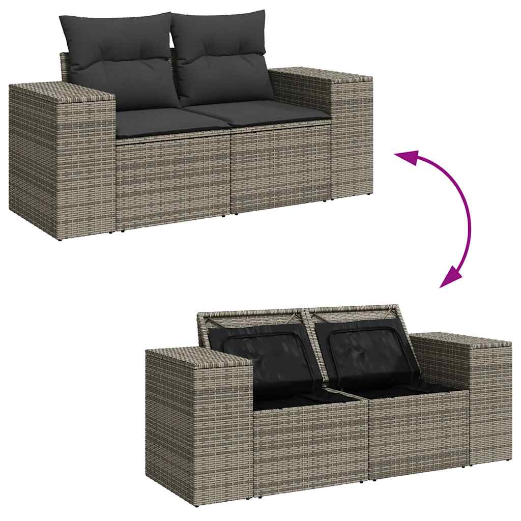 vidaXL Set mobilier grădină cu perne, 6 piese, gri, poliratan vidaXL Set mobilier grădină cu perne, 6 piese, gri, poliratan
