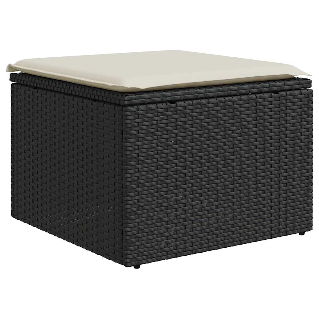 vidaXL Set mobilier grădină perne 9 piese negru poliratan/lemn acacia vidaXL Set mobilier grădină perne 9 piese negru poliratan/lemn acacia