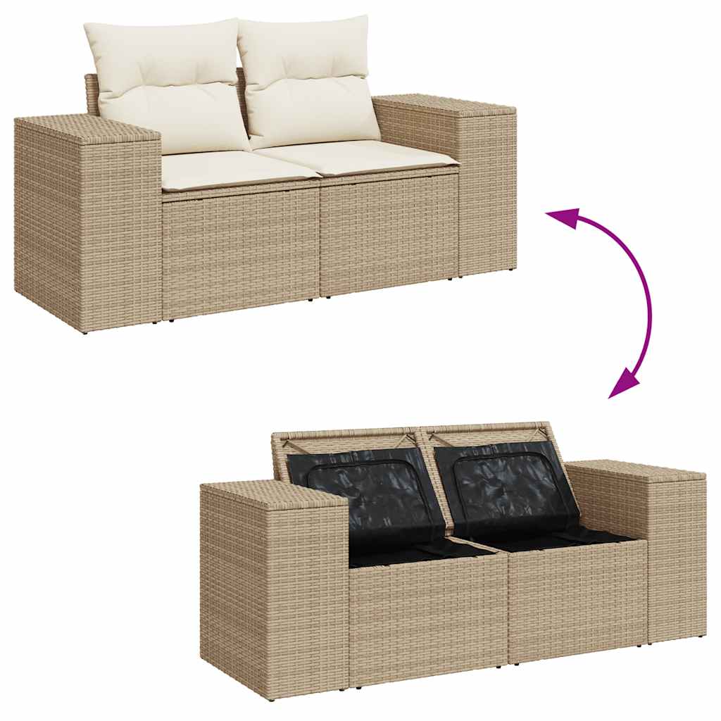 vidaXL Set canapele de grădină cu perne, 10 piese, bej, poliratan