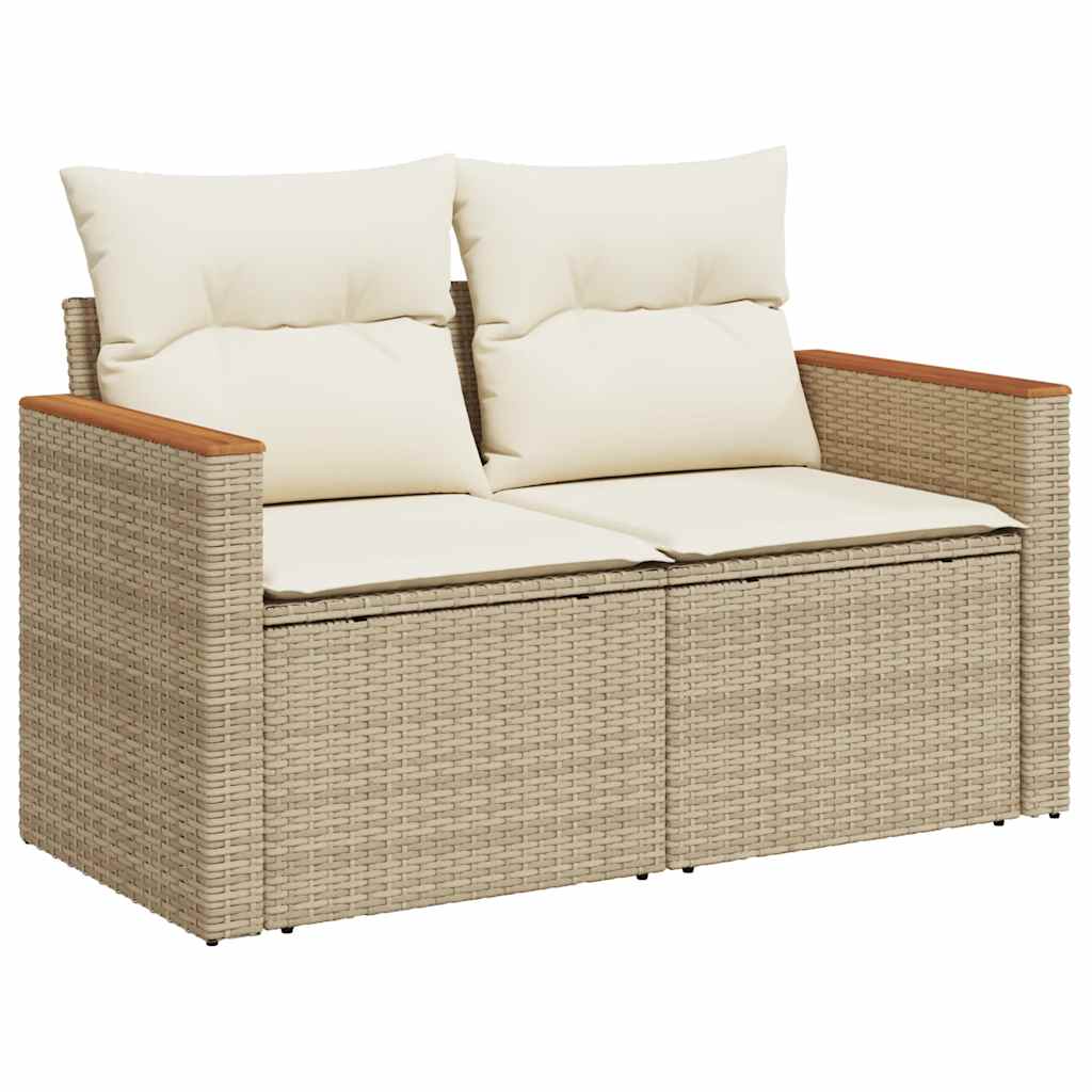 vidaXL Set canapele de grădină cu perne 5 piese bej poliratan/acacia vidaXL Set canapele de grădină cu perne 5 piese bej poliratan/acacia