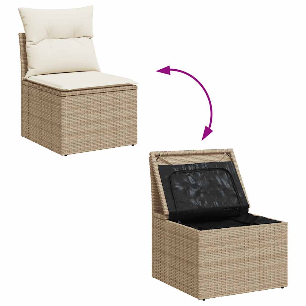 vidaXL Set canapele de grădină cu perne 5 piese bej poliratan/acacia vidaXL Set canapele de grădină cu perne 5 piese bej poliratan/acacia