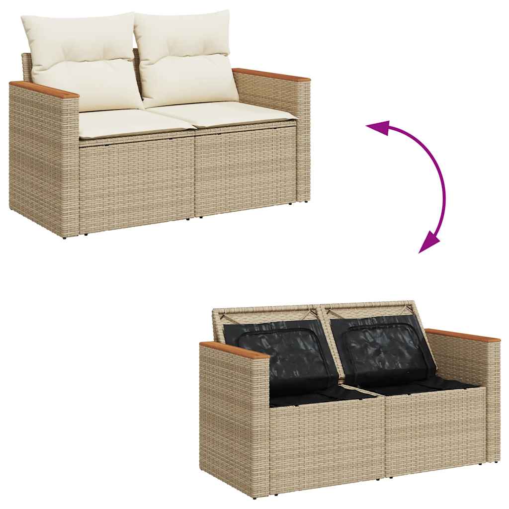 vidaXL Set canapele de grădină cu perne 5 piese bej poliratan/acacia vidaXL Set canapele de grădină cu perne 5 piese bej poliratan/acacia