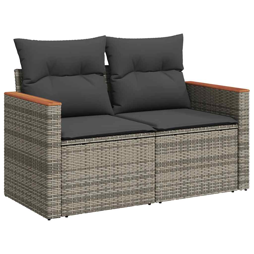 vidaXL Set canapea de grădină cu perne, 5 piese, poliratan/lemn acacia vidaXL Set canapea de grădină cu perne, 5 piese, poliratan/lemn acacia