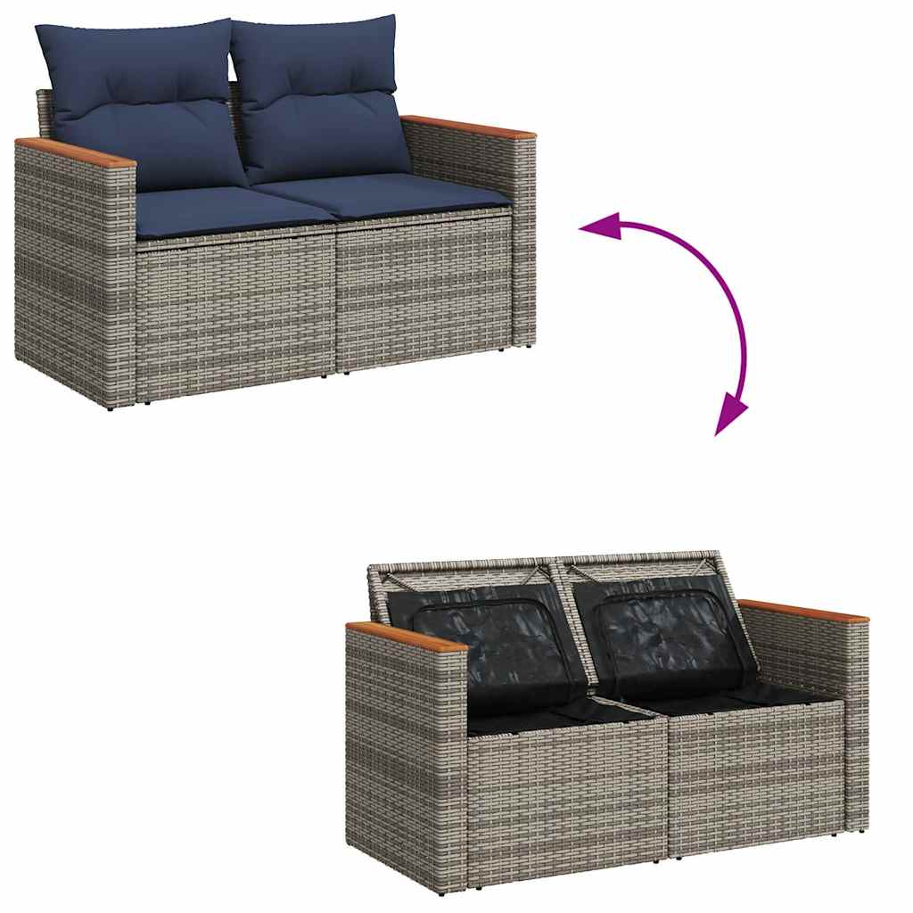 vidaXL Set canapea de grădină cu perne, 5 piese, gri, poliratan